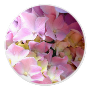 Pomo De Cerámica Hydrangea garden rosa floral azul violeta floral