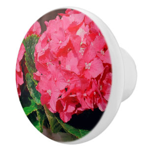 Pomo De Cerámica Hydrangeas rosa