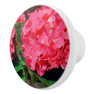 Pomo De Cerámica Hydrangeas rosa