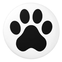 Pomo De Cerámica Icono de mascota de huella de pata negra minimalis