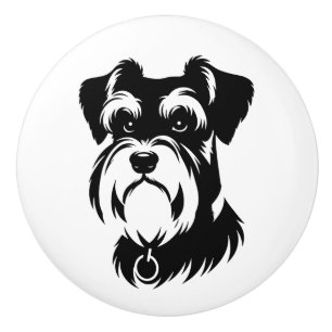 Pomo De Cerámica Icono de silueta de perro Schnauzer minimalista