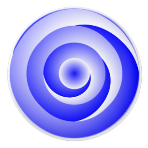 Pomo De Cerámica Ilusión en espiral azul de Kenneth Yoncich