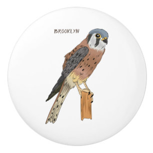 Pomo De Cerámica Ilustracion americano de aves de Kestrel