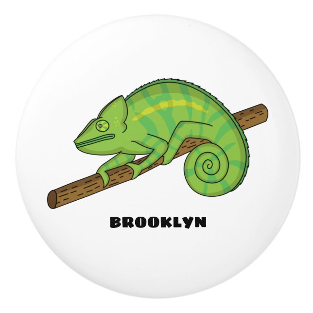Pomo De Cerámica Ilustracion Chameleon de Parson (Anverso)