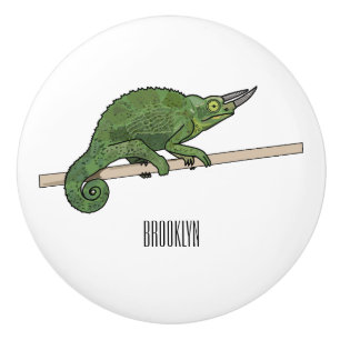 Pomo De Cerámica Ilustracion chameleon personalizado de Jackson
