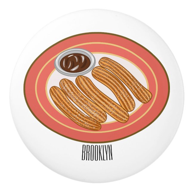 Pomo De Cerámica Ilustracion Churro personalizado (Anverso)