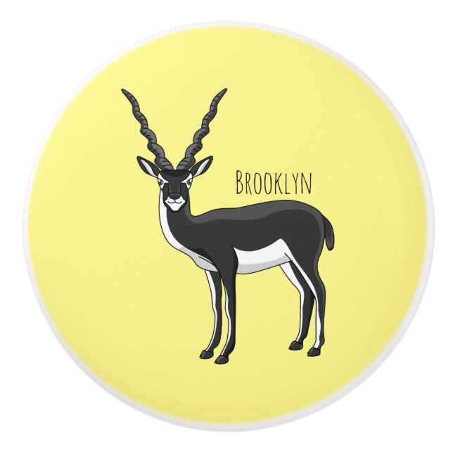 Pomo De Cerámica Ilustracion de antílope negro (Anverso)