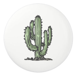 Pomo De Cerámica Ilustracion de Cactus Plant Hand Drake