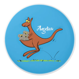 Pomo De Cerámica Ilustracion de canguro y personalizado de koalas