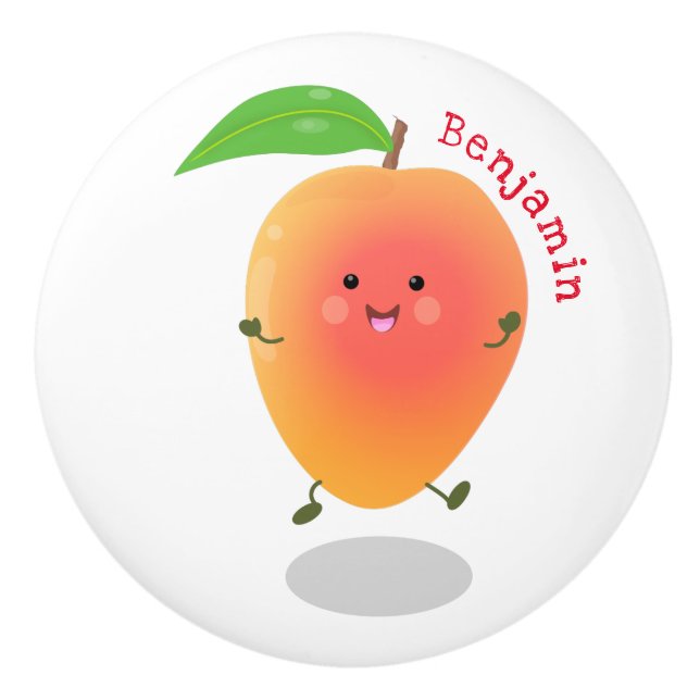 Pomo De Cerámica Ilustracion de personalizado amarillo de mango ale (Anverso)