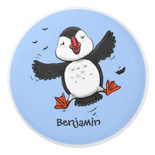 Pomo De Cerámica Ilustracion de personalizado azul del ataúd flotan