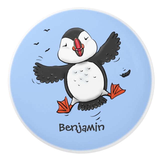 Pomo De Cerámica Ilustracion de personalizado azul del ataúd flotan (Anverso)