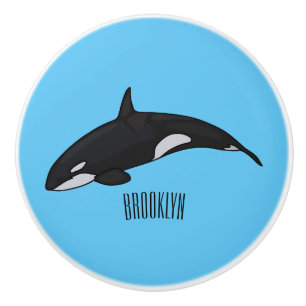 Pomo De Cerámica Ilustracion de personalizado de ballenas asesina