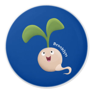 Pomo De Cerámica Ilustracion de personalizado de brote de semillas 