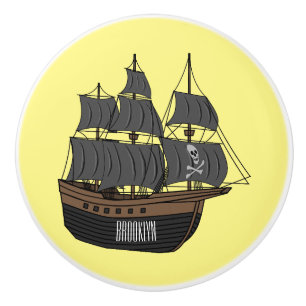 Pomo De Cerámica Ilustracion de personalizado de buques piratas