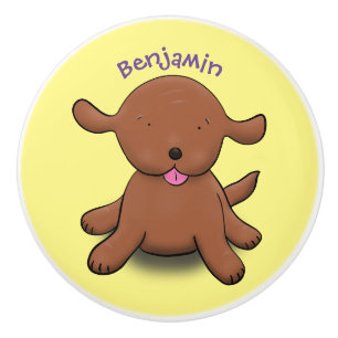 Pomo De Cerámica Ilustracion de personalizado de cachorro alegre