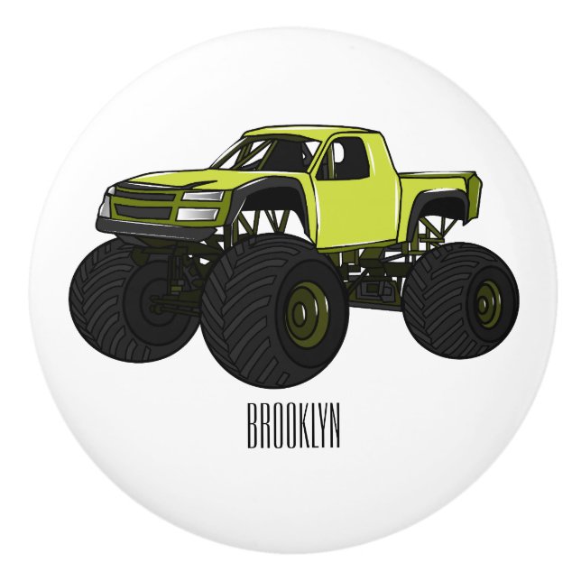 Pomo De Cerámica Ilustracion de personalizado de camión de monstruo (Anverso)