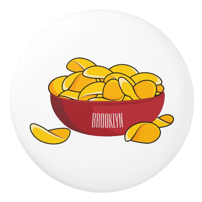 Pomo De Cerámica Ilustracion de personalizado de chips de papa (Anverso)