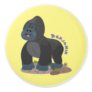 Pomo De Cerámica Ilustracion de personalizado de gorila grande y fe