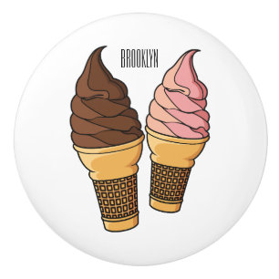 Pomo De Cerámica Ilustracion de personalizado de helado de cono
