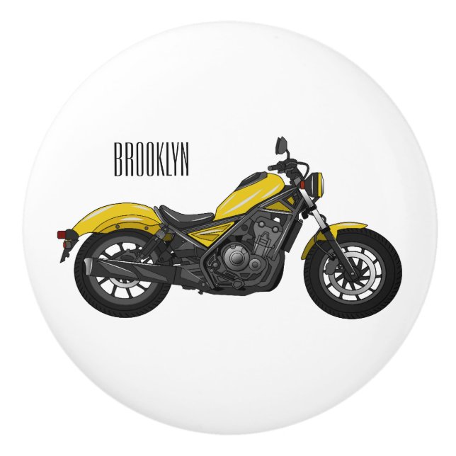 Pomo De Cerámica Ilustracion de personalizado de motocicleta de cru (Anverso)