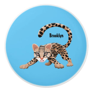Pomo De Cerámica Ilustracion de personalizado de ocelot de Cute