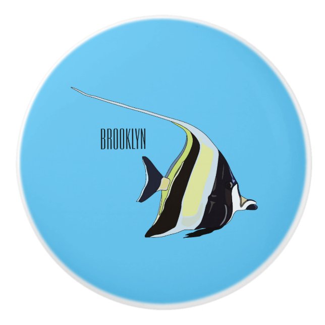 Pomo De Cerámica Ilustracion de personalizado de peces moro (Anverso)