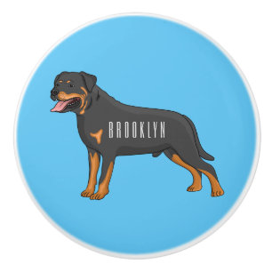 Pomo De Cerámica Ilustracion de personalizado de perro de Rottweile