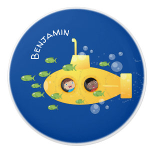 Pomo De Cerámica Ilustracion de personalizado de pescado submarino 