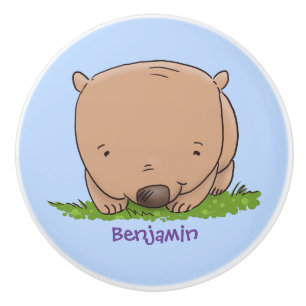 Pomo De Cerámica Ilustracion de personalizado de wombat para bebé l