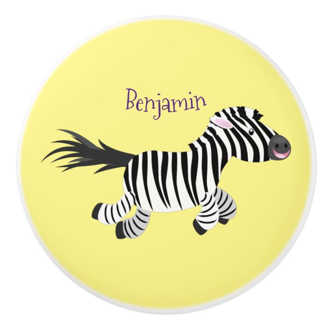 Pomo De Cerámica Ilustracion de personalizado de zebra graciosa (Anverso)
