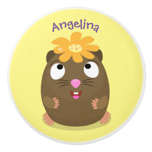 Pomo De Cerámica Ilustracion de personalizado feliz de conejillo de