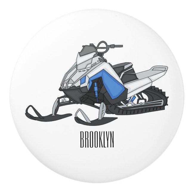 Pomo De Cerámica Ilustracion de personalizado para motos de nieve (Anverso)