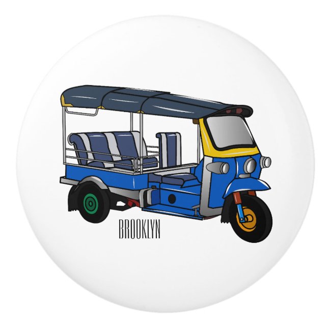 Pomo De Cerámica Ilustracion de personalizado tuk tuk (Anverso)
