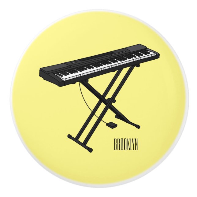 Pomo De Cerámica Ilustracion de piano personalizado de teclado (Anverso)