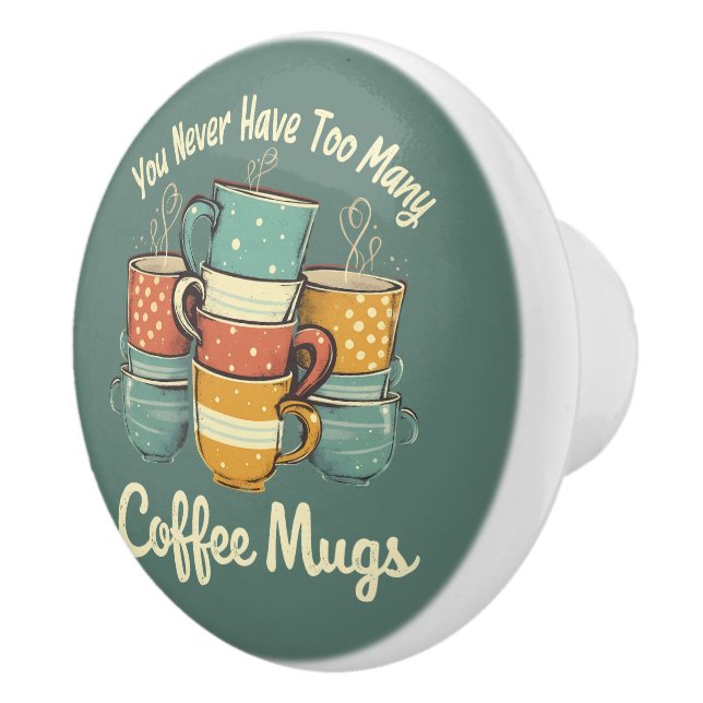 Pomo De Cerámica Ilustración de pila de tazas de café retro (Derecha)