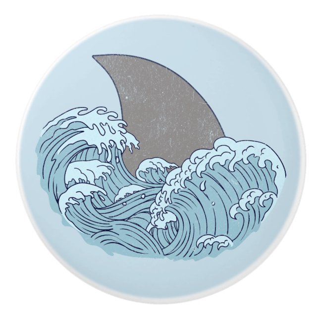 Pomo De Cerámica Ilustracion de tiburón (Anverso)