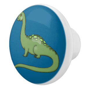 Pomo De Cerámica Ilustración del adorable dinosaurio Brontosaurio