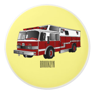 Pomo De Cerámica Ilustracion del personalizado del motor de fuego