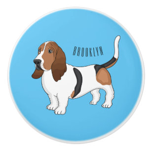 Pomo De Cerámica Ilustracion del personalizado del perro de enlace