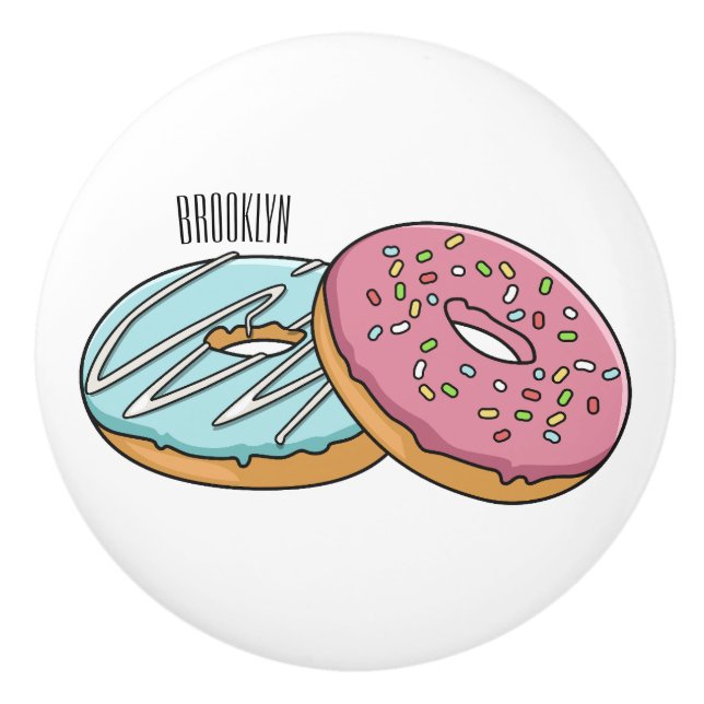 Pomo De Cerámica Ilustracion Donut personalizado (Anverso)