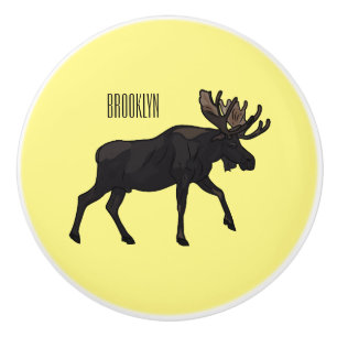 Pomo De Cerámica Ilustracion Moose personalizado