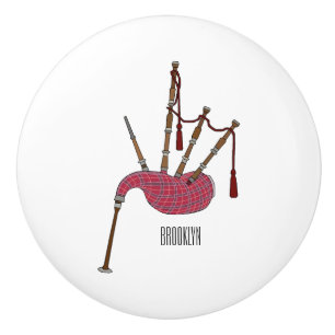 Pomo De Cerámica Ilustracion personalizado Bagpipes