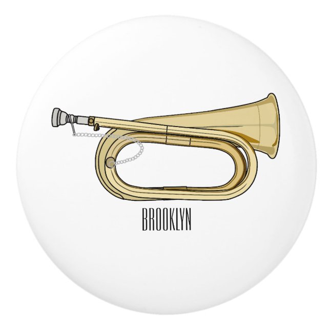 Pomo De Cerámica Ilustracion personalizado Bugle (Anverso)