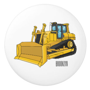 Pomo De Cerámica Ilustracion personalizado Bulldozer