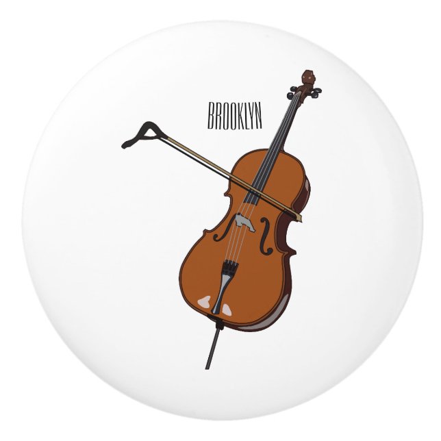Pomo De Cerámica Ilustracion personalizado Cello (Anverso)