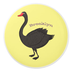 Pomo De Cerámica Ilustracion personalizado cisne negro
