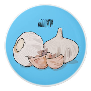 Pomo De Cerámica Ilustracion personalizado de ajo