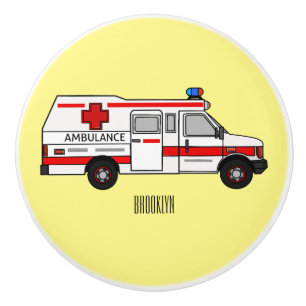 Pomo De Cerámica Ilustracion personalizado de ambulancia