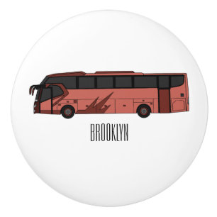 Pomo De Cerámica Ilustracion personalizado de autobús